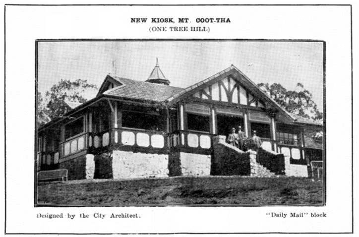Photo of kiosk at Mt Coot-tha from Architecture  Building Journal 10 May 1929 p 46