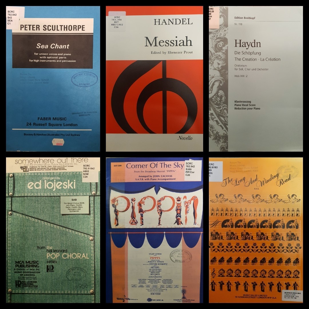 covers of choral sets from State Library's collection