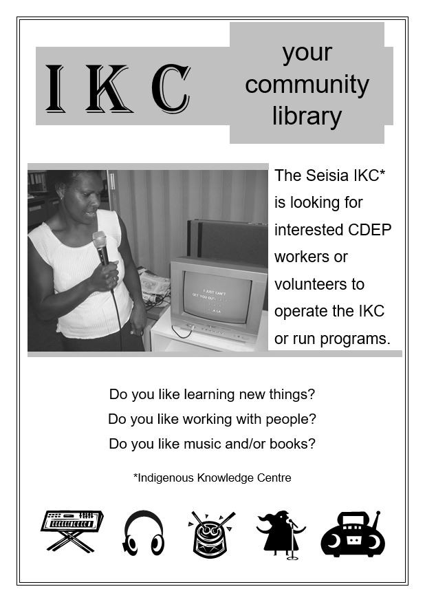 Seisia IKC volunteer recruitment poster