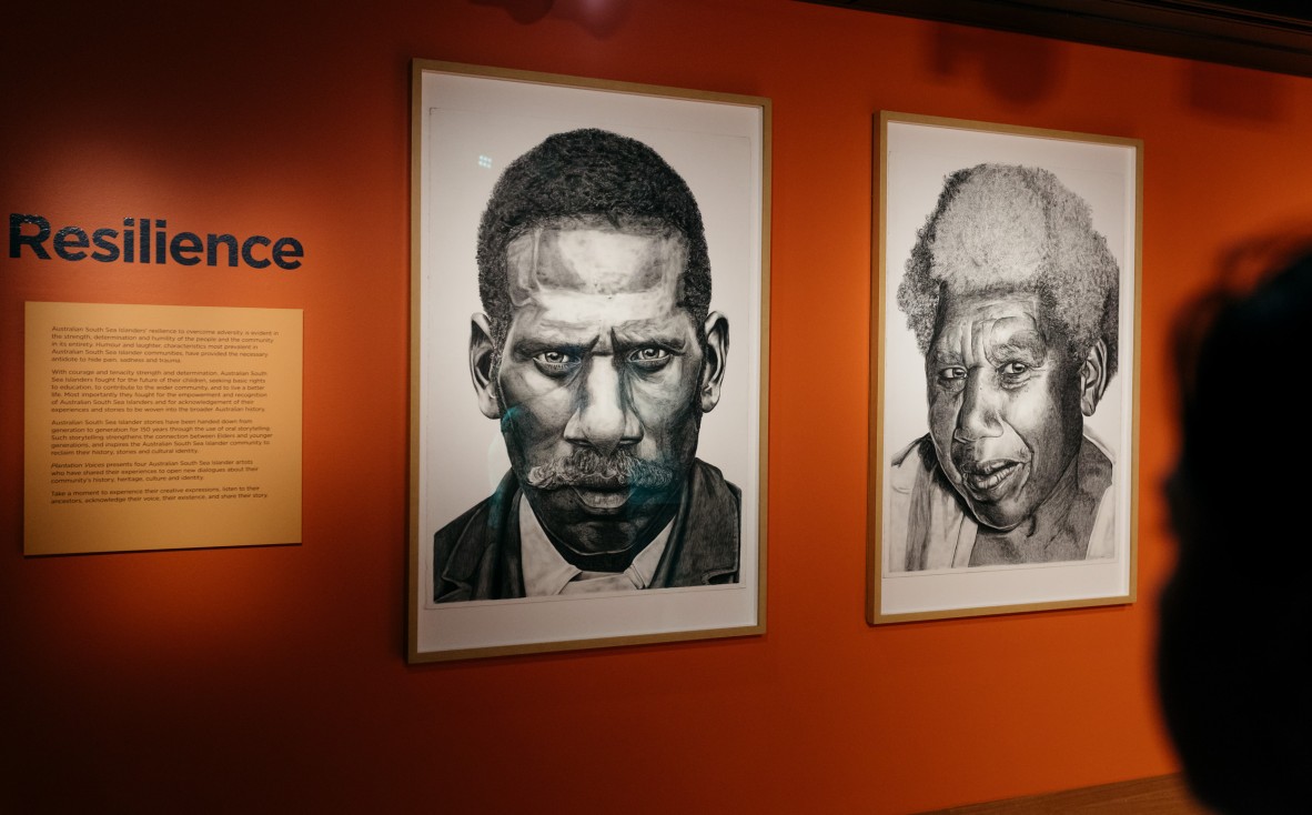 Plantation Voices Gallery featuring Dylan Mooney's 2 artworks from the Stop and Stare series.
