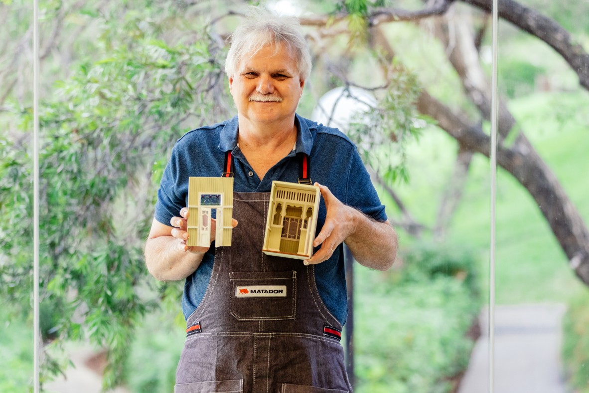 A photo of one of the Queensland architecture in miniature workshop participants with their book nook
