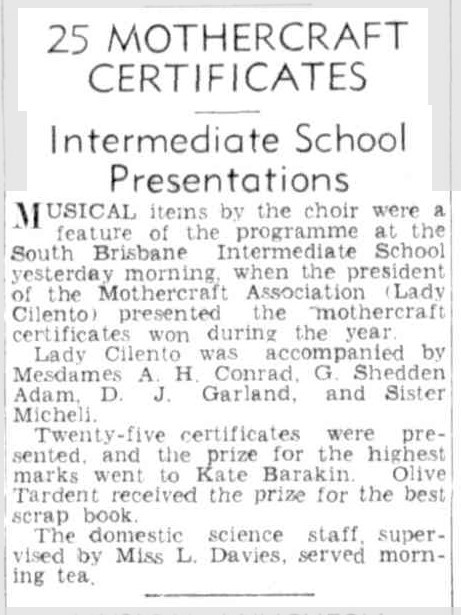 25 mothercraft certificates intermediate school presentations