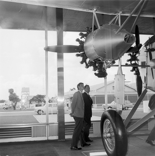 Prince Charles admires the Southern Cross at Brisbane Airport, May 1966