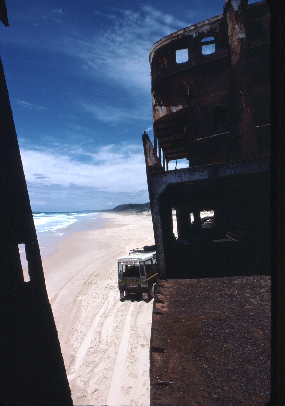 View from Cherry Venture southerly along Teewah Beach, 1980