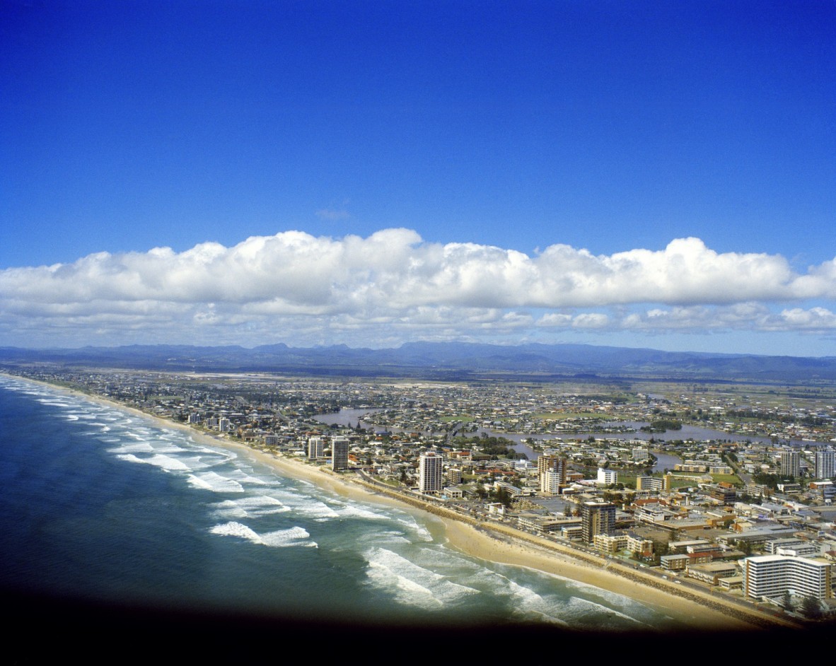 Aerial photograph of Surfers Paradise Beach 1973 John Gollings