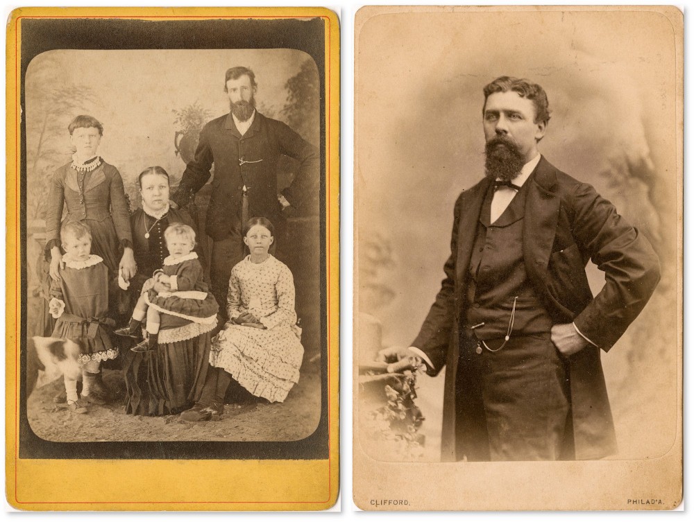 Two images one showing a family group the other Julius Altschwager