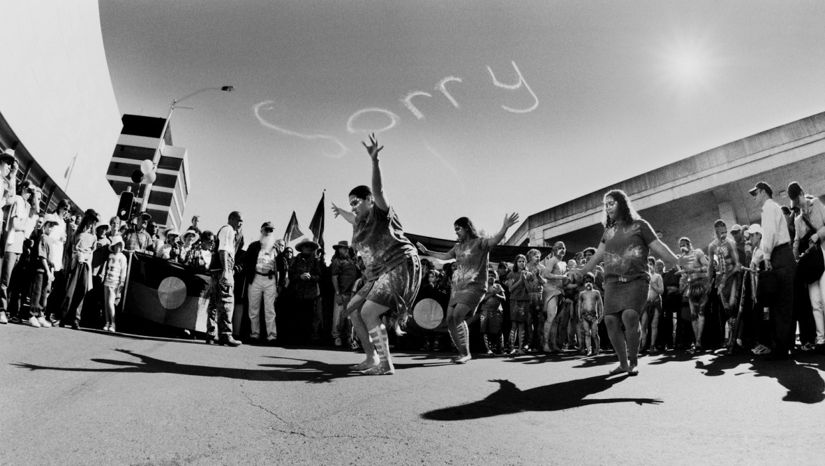 Dancers performing at the Walk for Reconciliation, Brisbane, 2000