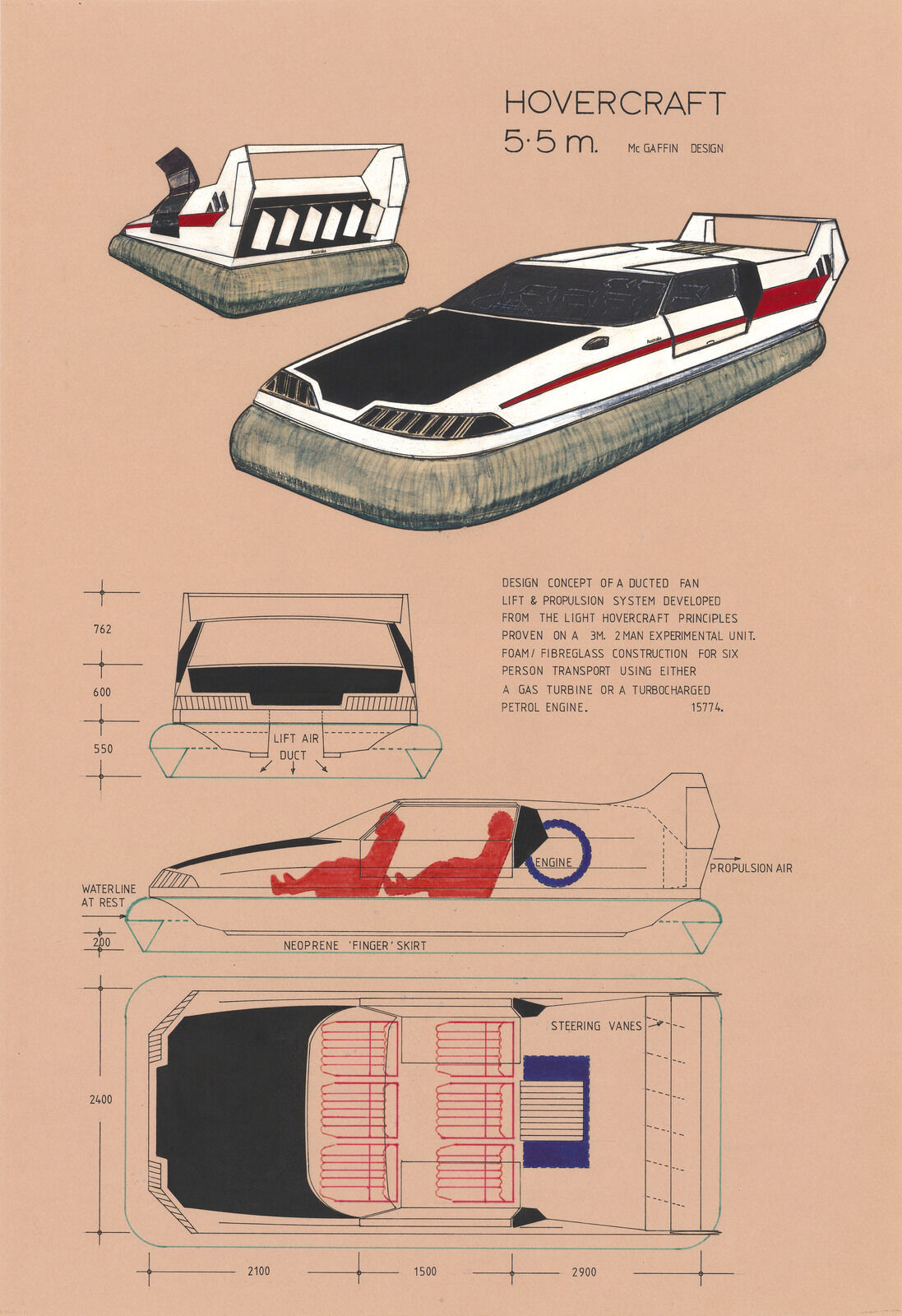 Artist's rendering showing a hovercraft design