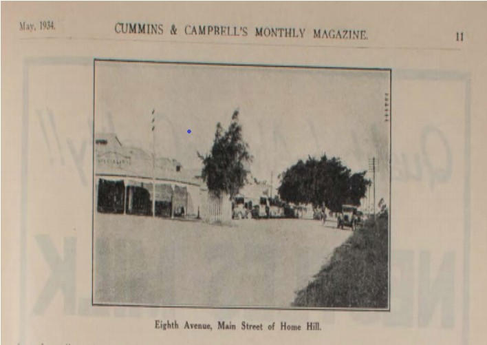 Photo of Eighth Avenue main street of Home Hill from Cummins  Campbells monthly magazine May 1934 p 11