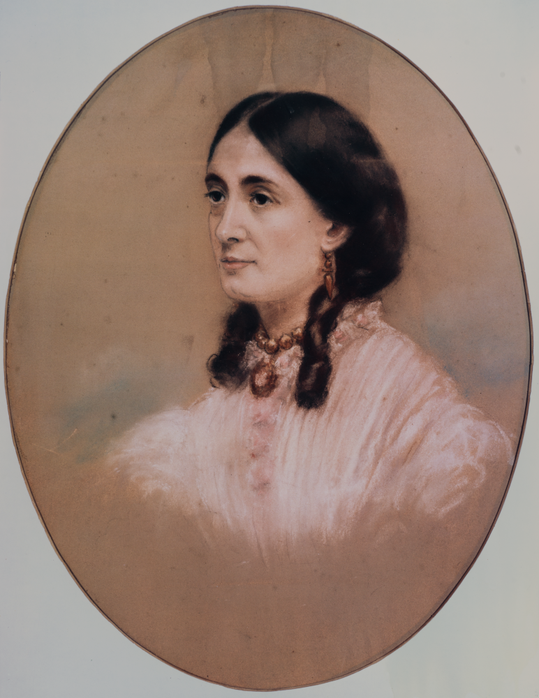 Framed copy of a portrait of Lady Diamantina Bowen by an unidentified artist. 