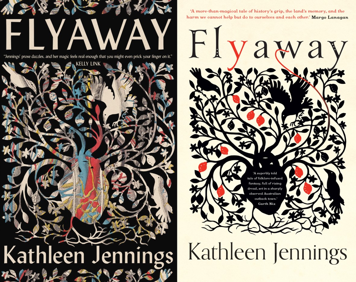 Two covers of Kathleen Jenningss book Flyaway