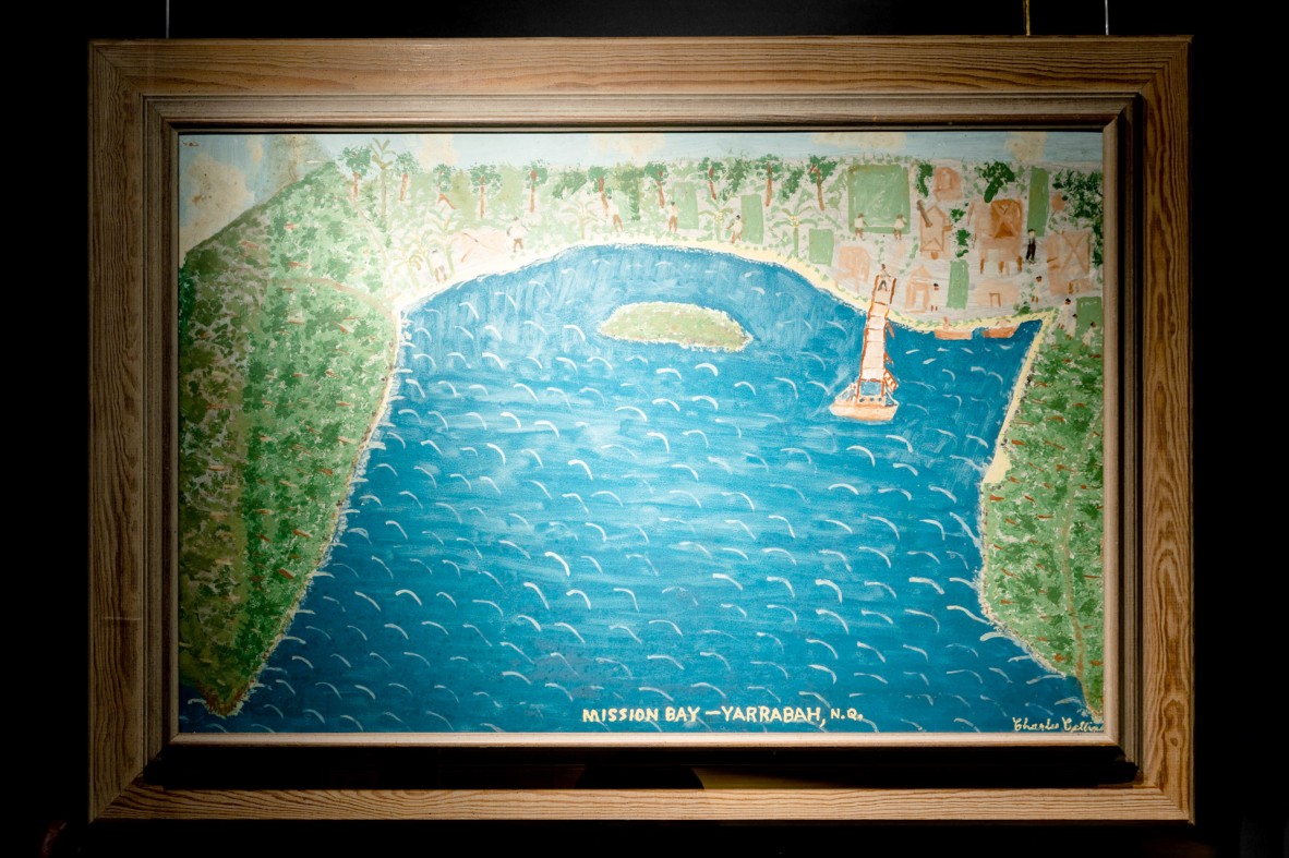 Oil painting of Yarrabah settlement at Mission Bay