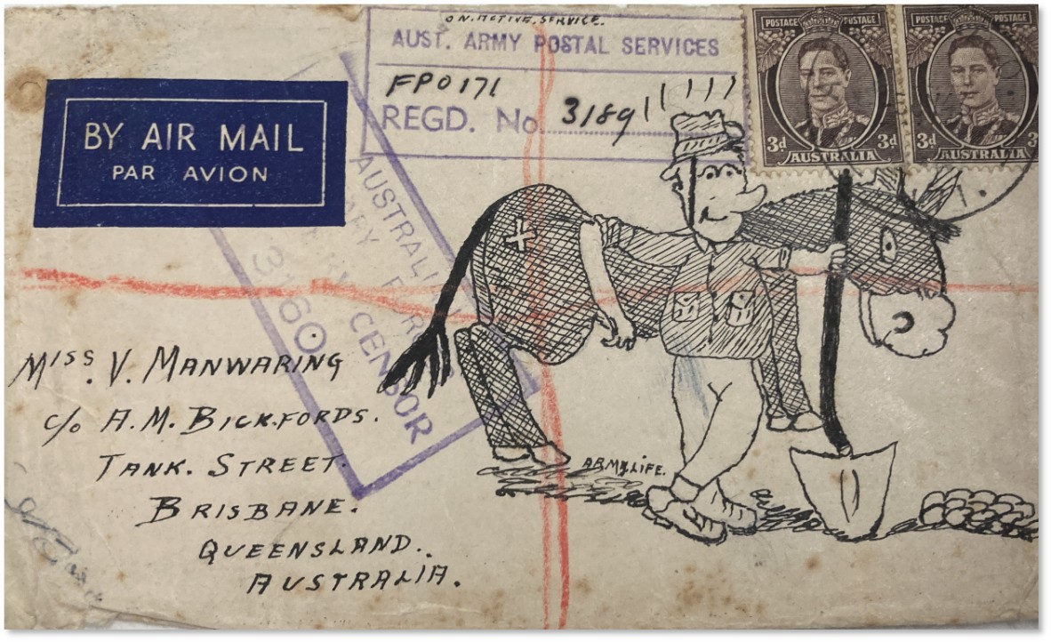 Illustrated envelope, by Jim Manwaring