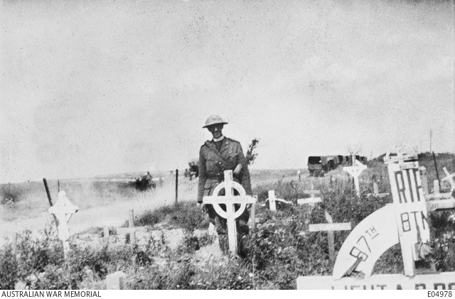 An Australian and Canadian Cemetery on the Baupaume Road, east of Albert, France, after its recapture from the Germans, 20 August 1918. Source: Australian War Memorial.