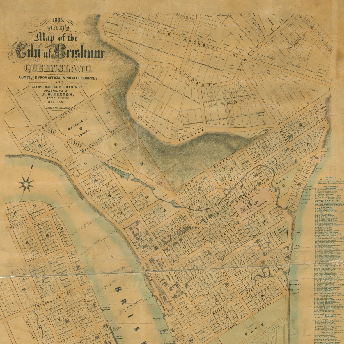 Hams map of the city of Brisbane Queensland 1863