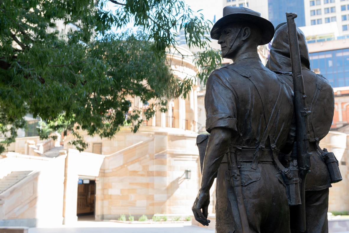 Korea, Malaysia and Borneo Memorial Statue, Anzac Square, Brisbane