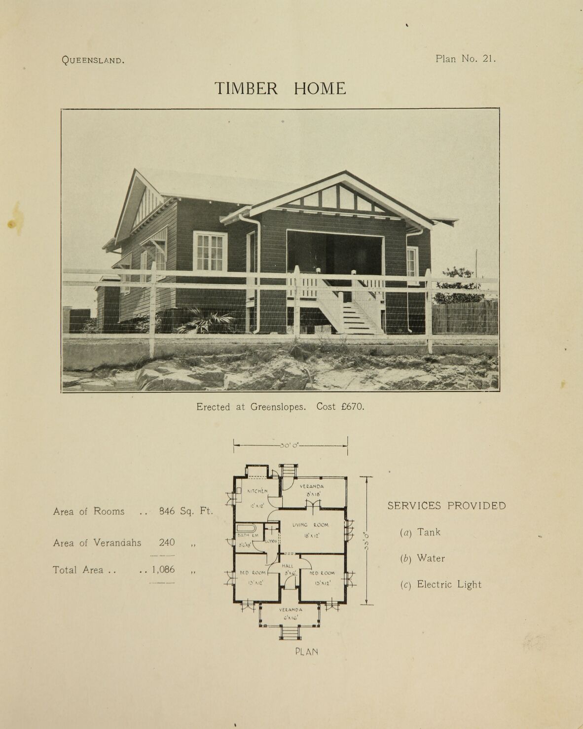 Plan no 21 of a timber home from Designs of homes for selection by applicants