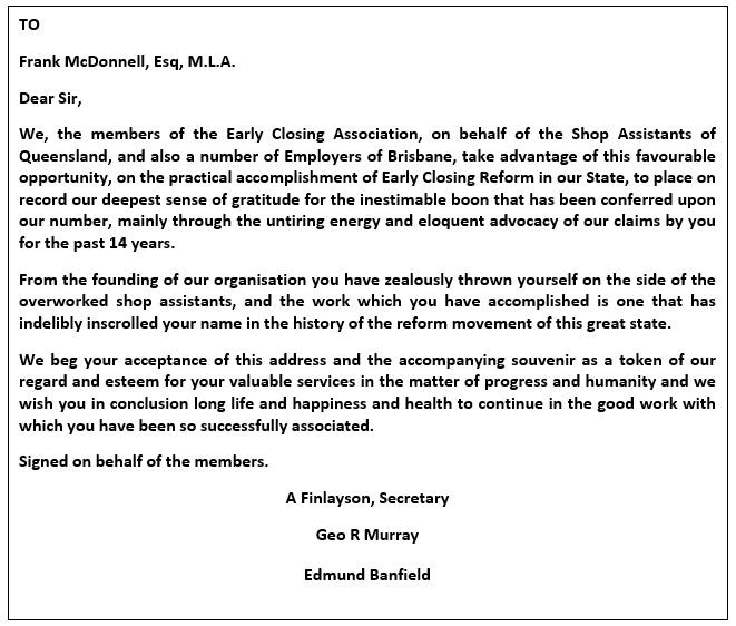 Frank McDonnell Illuminated Address 24 April 1901