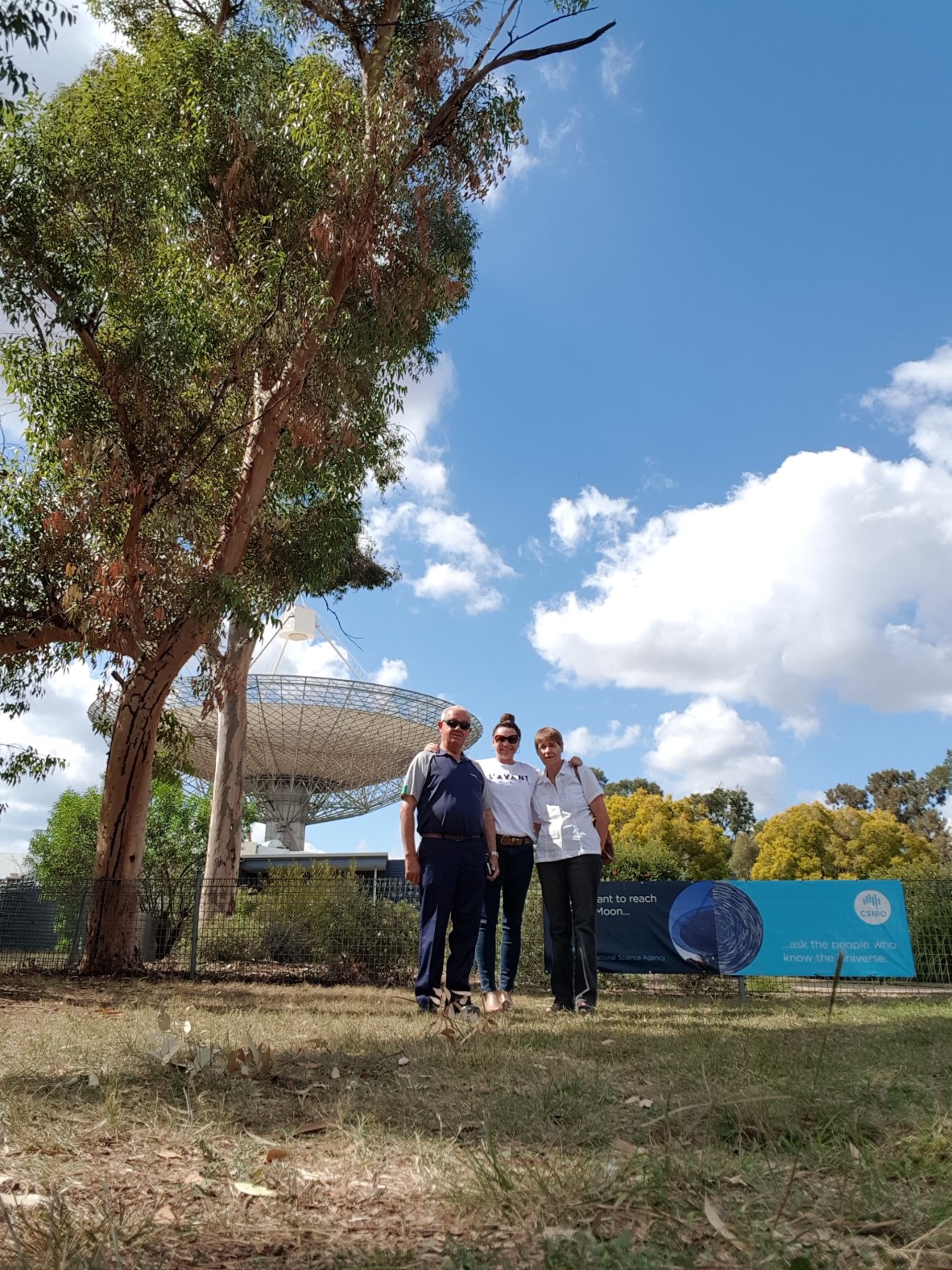 My adoptive Mama and Papa and I, at The Dish in Parkes, where I grew up.