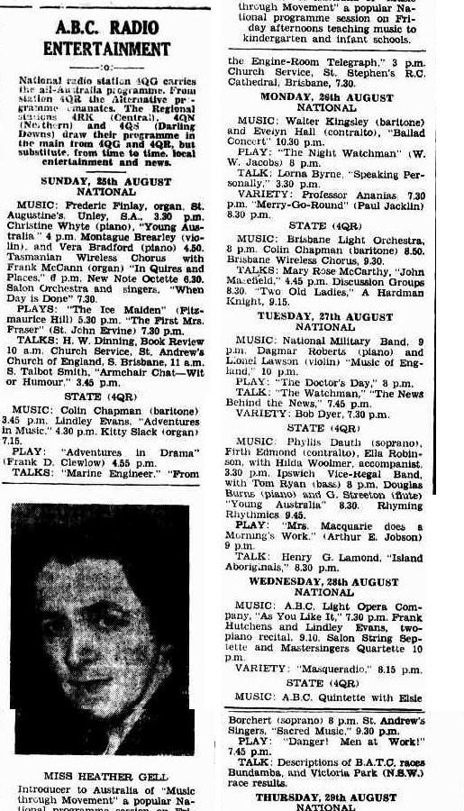ABC radio programming in The Beaudesert Times Friday 23 August 1940 page 10 