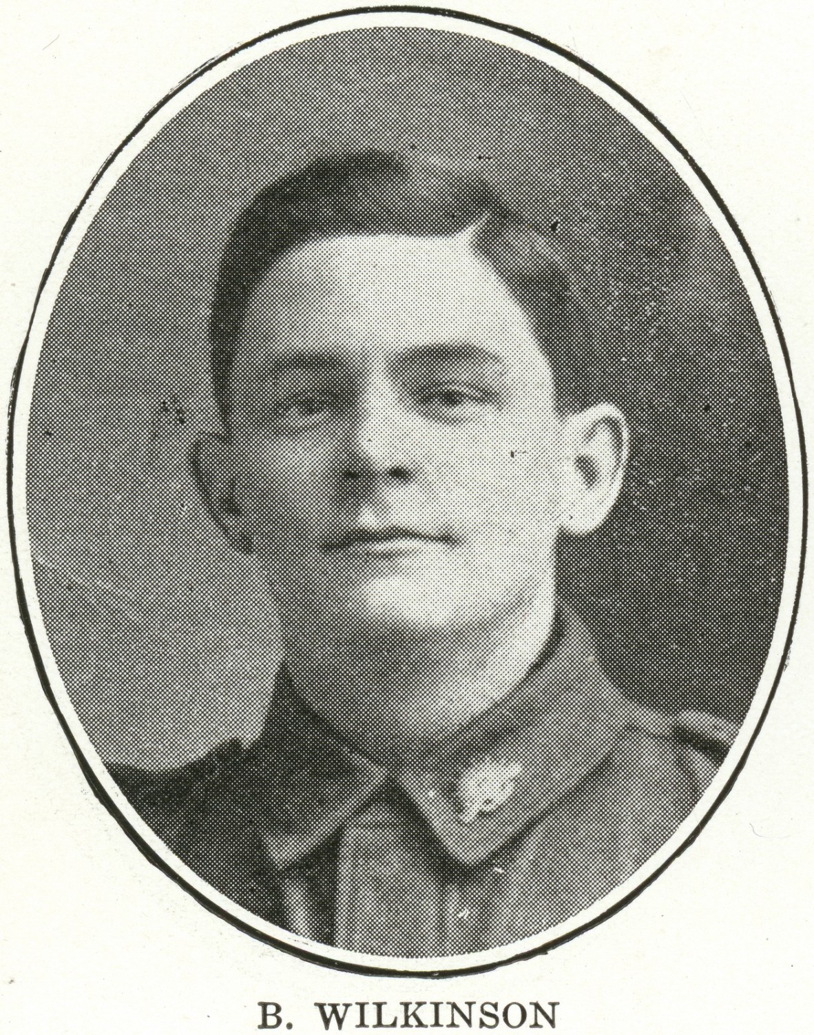 Black and white photo of B Wilkinson World War One soldier in uniform