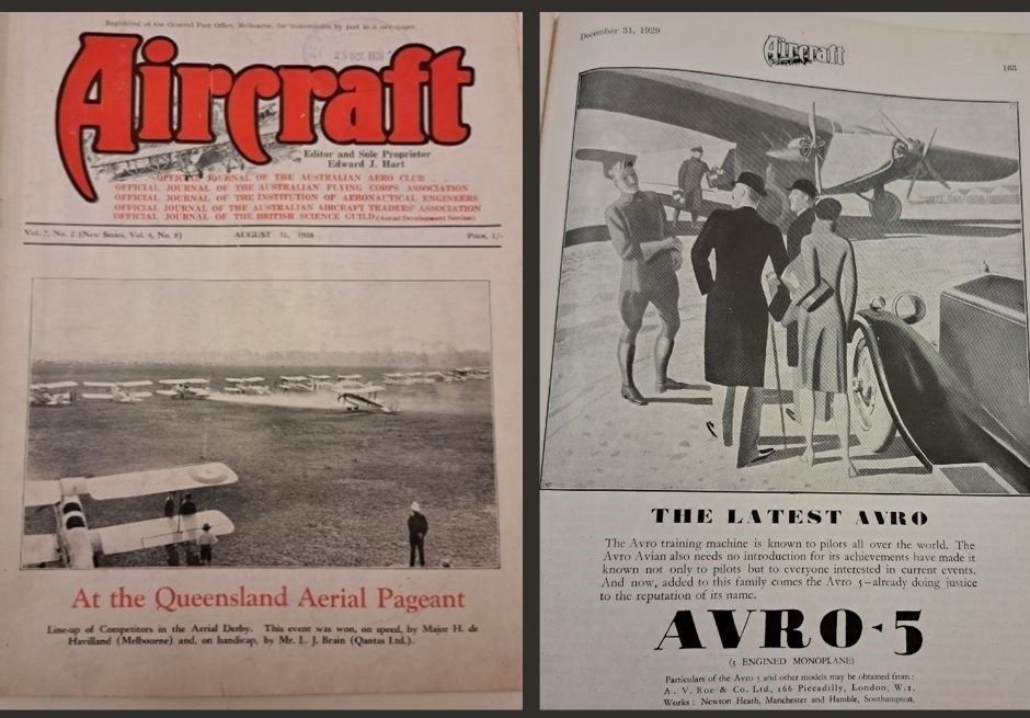 a cover and a page from the journal Aircraft