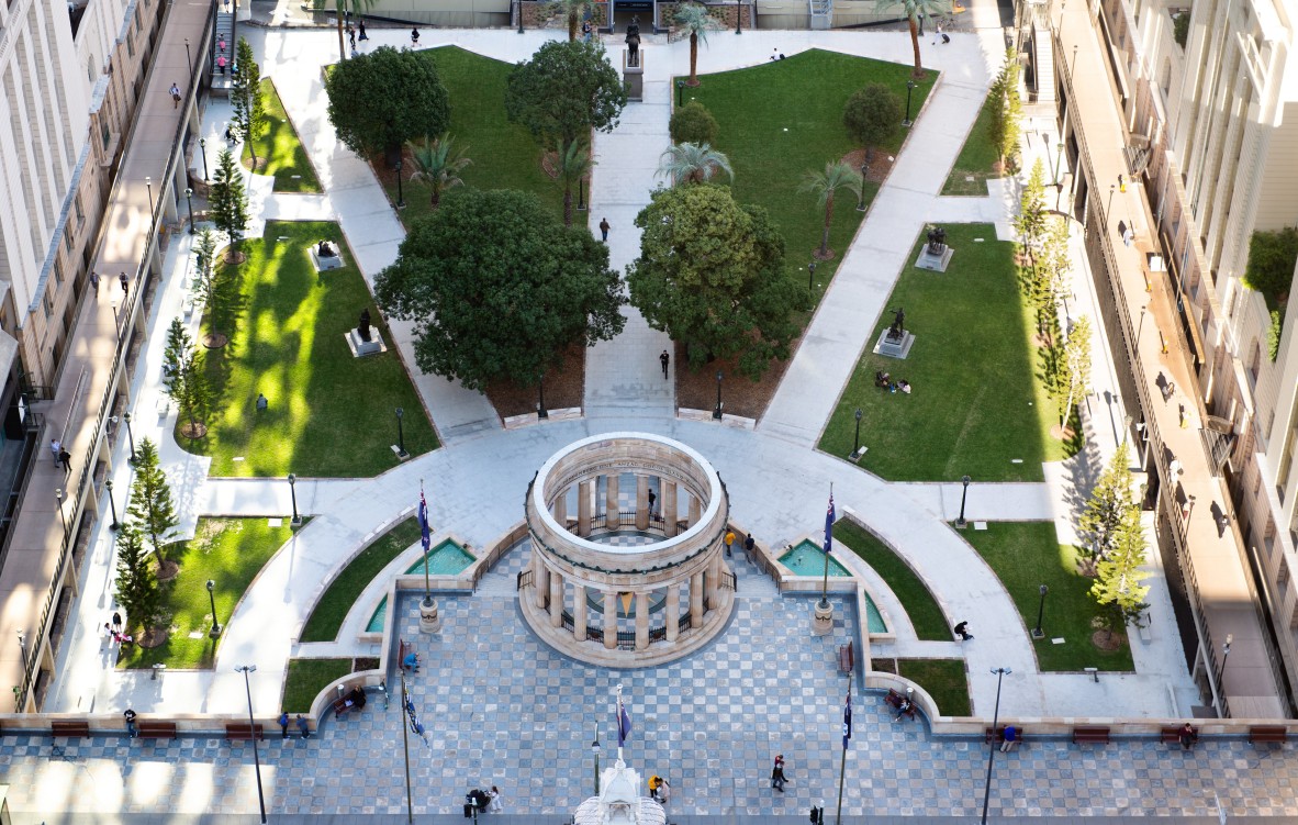 Aerial view of Anzac Square