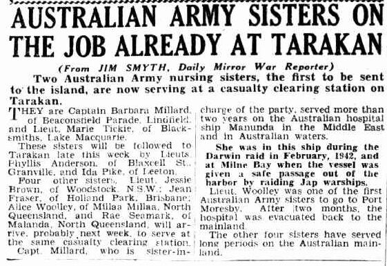 Newspaper article about Rae Knox and other nurses going to nurse in Tarakan.