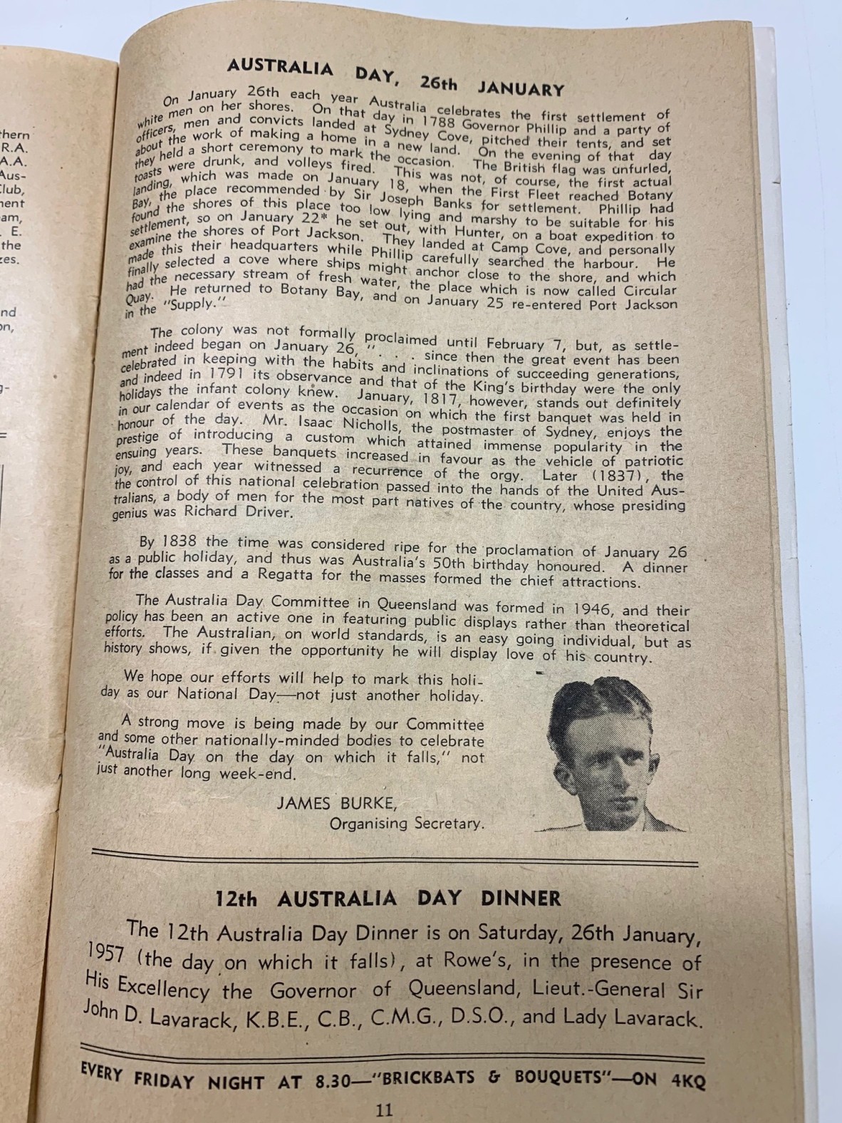 Australia Day Souvenir Programme, 28 January 1957.