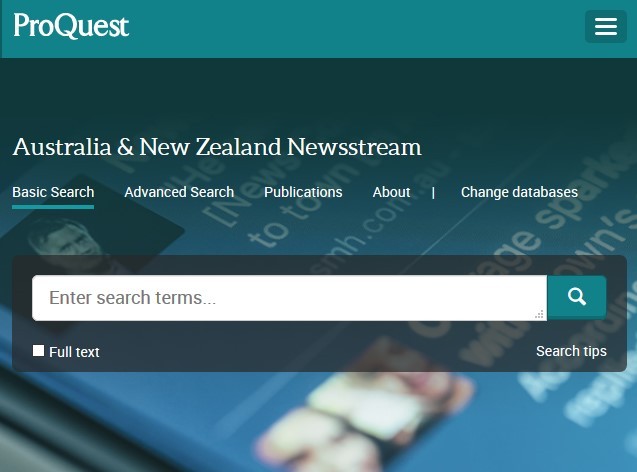 Australia and New Zealand Newsstream database