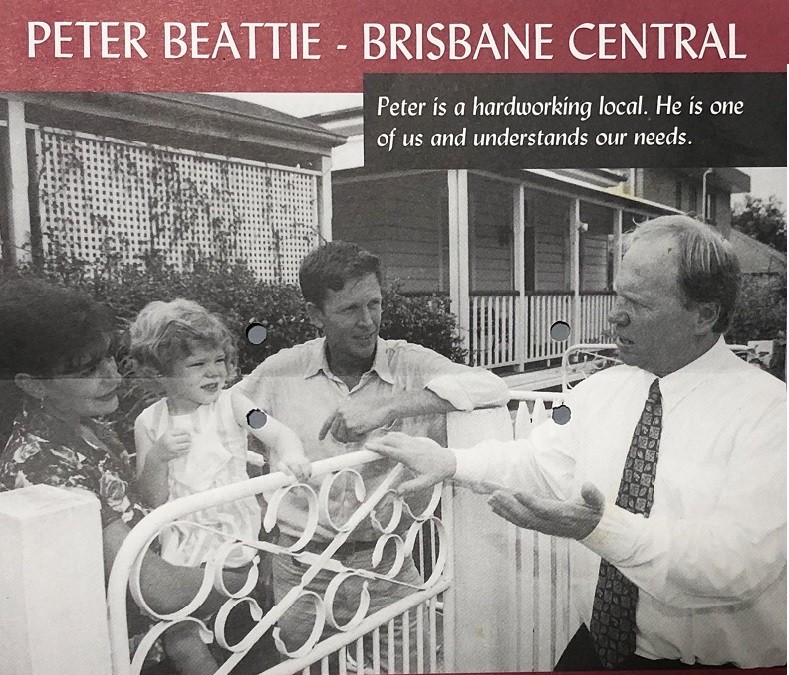 Peter Beattie campaigning in the seat of Brisbane Central in the 1989 state elections.