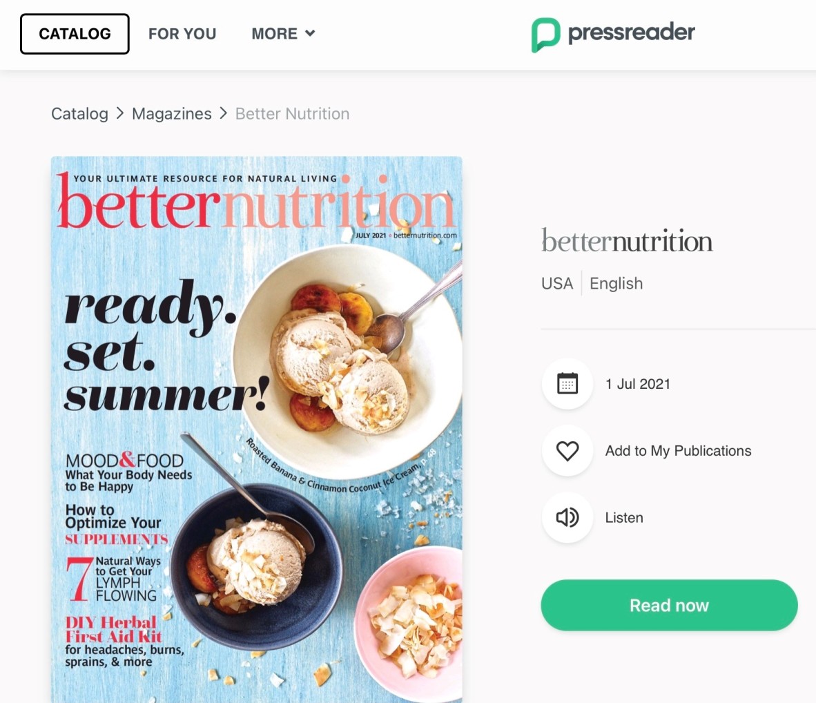 Front cover of magazine "Better nutrition"