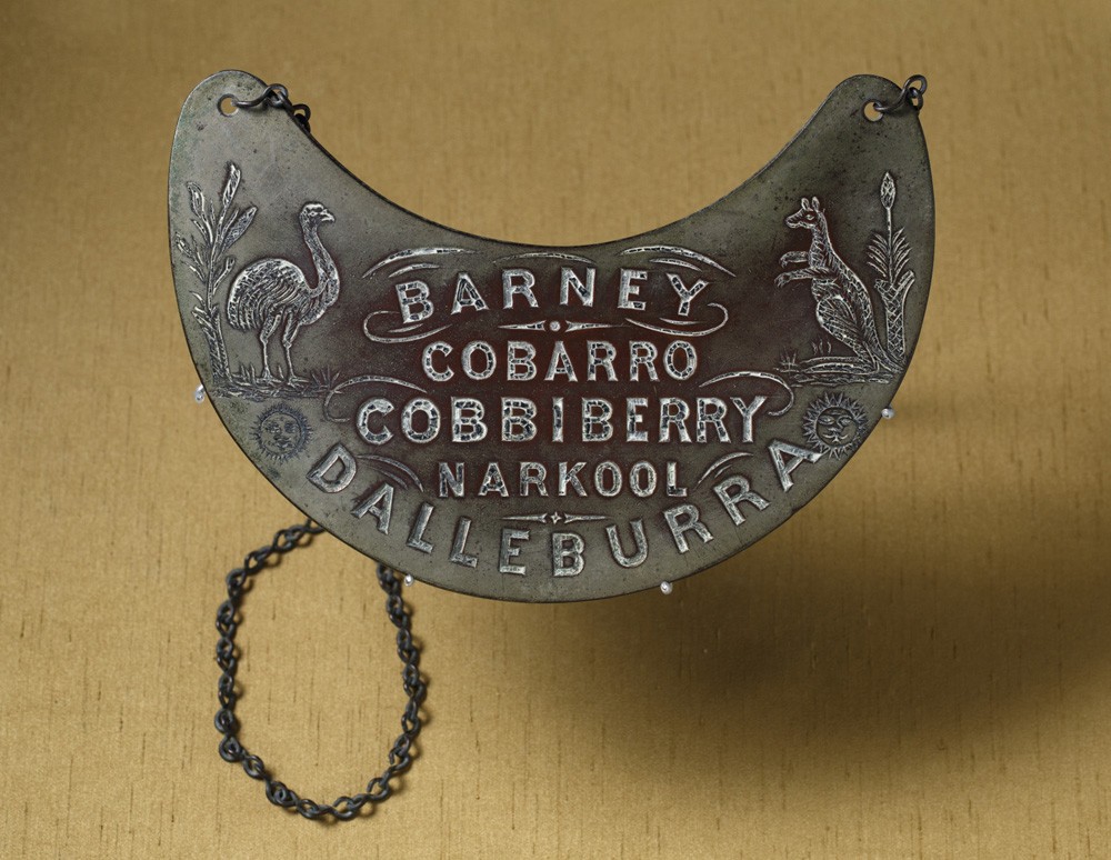 Dalleburra Aboriginal clan protective copper breastplate, ca. 1863-1899