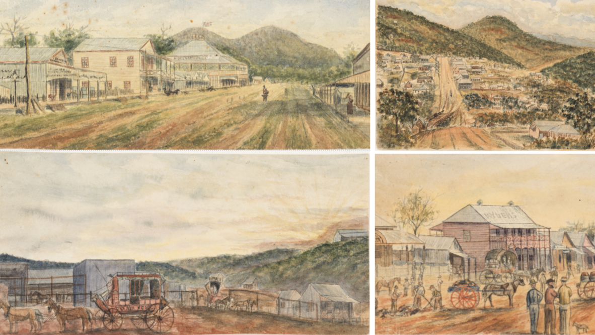 Composite image of four watercolours by Cecil Edward Search.