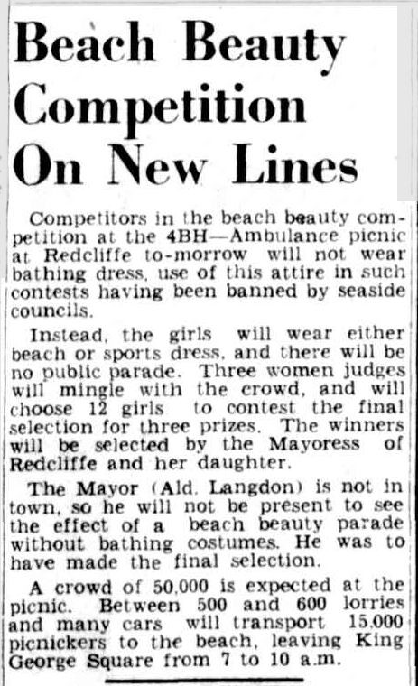 Newspaper article about changing rules for beach beauty competitions