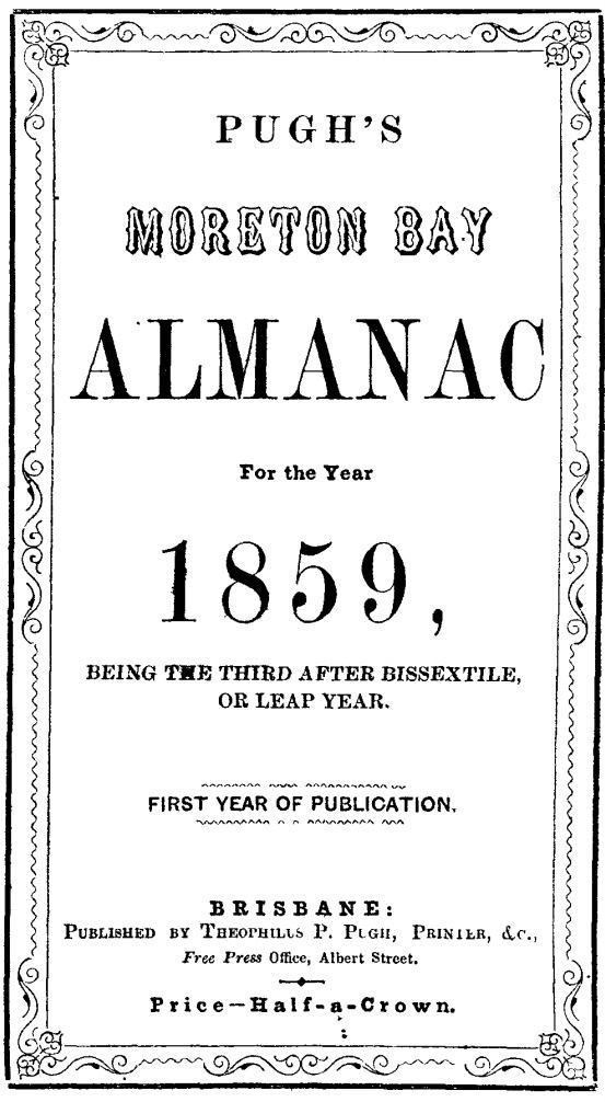 Title page of Pughs Almanac 1859