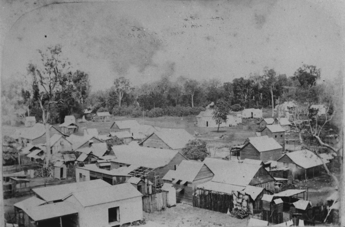 View overlooking the buildings of China Town in Cairns, Queensland, 23 April 1886. 