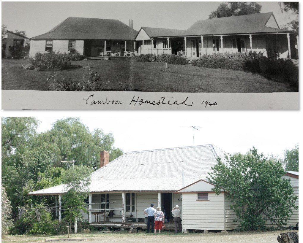Camboon Homestead in the 1940s and in 2019