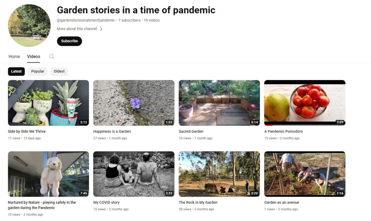 Garden stories in a time of pandemic YouTube Channel.