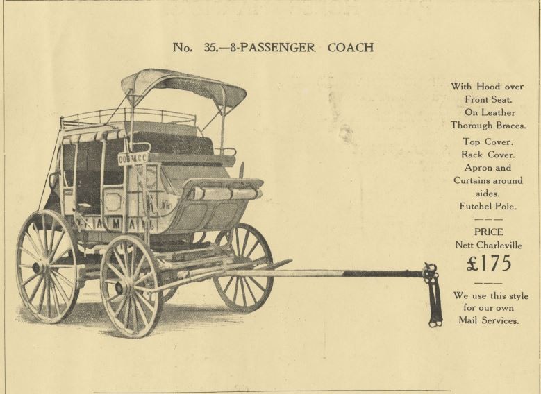 Cobb and Co  Passenger Coach used on the Cobb and Co Mail Service runs Cobb and Co Coach Catalogue of High Class Vehicles  