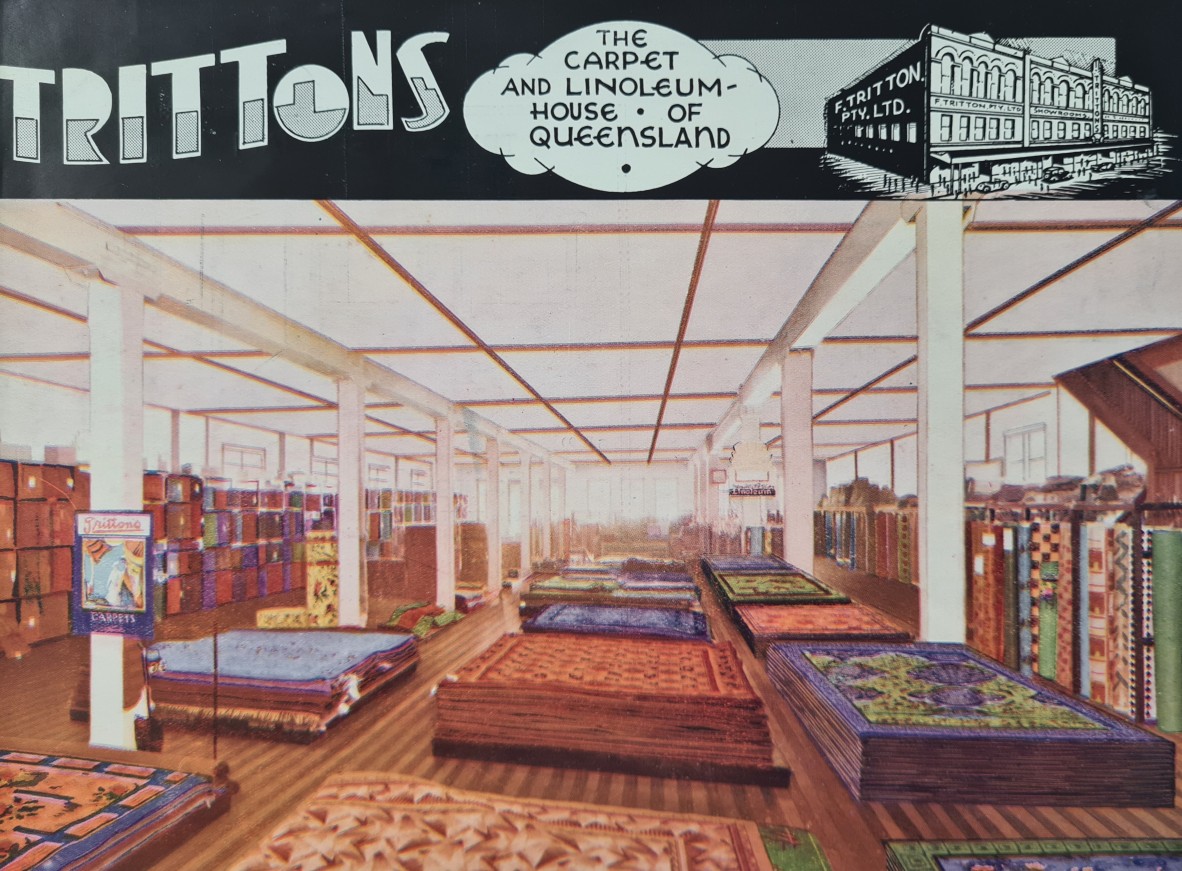 Trittons carpets and linoleums, Lounge Room Furniture Book, back cover, 1930s.