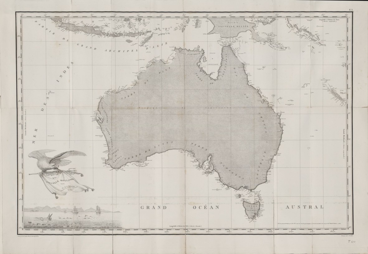 Carte gnrale de la Nouvelle-Hollande by Freycinet 1811 from the Baudin voyage A large part of South Australia and Victoria was ambitiously named Terre Napoleon though Tasmania was of greater interest to the French
