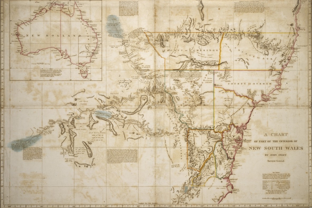 Chart of part of the interior of New South Wales, 1825. Drawn by John Oxley (cartographer).