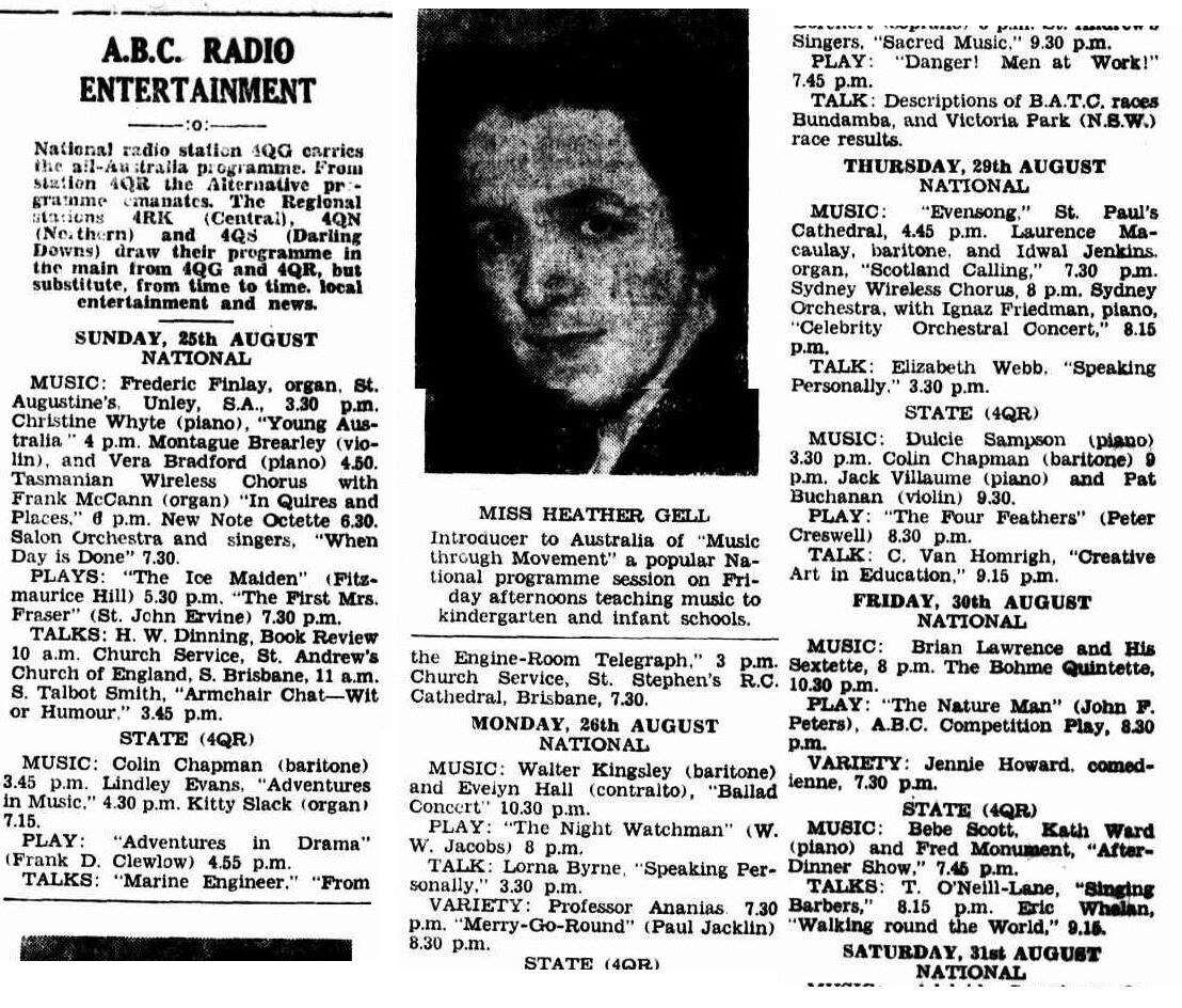 Newspaper article A.B.C Radio Entertainment, The Beaudesert Times, 23 August, p. 10.