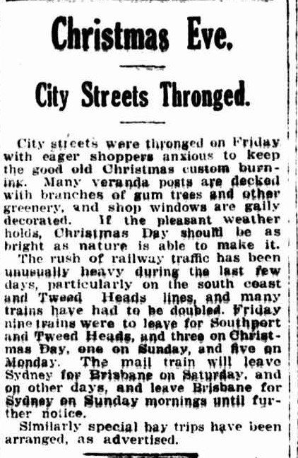 Christmas Eve, City Streets Thronged. The Telegraph, 27 Dec 1920