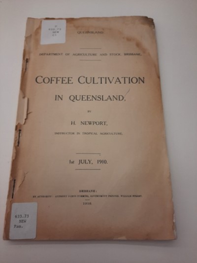 Front cover of book "Coffee cultivation in Queensland" by H. Newport