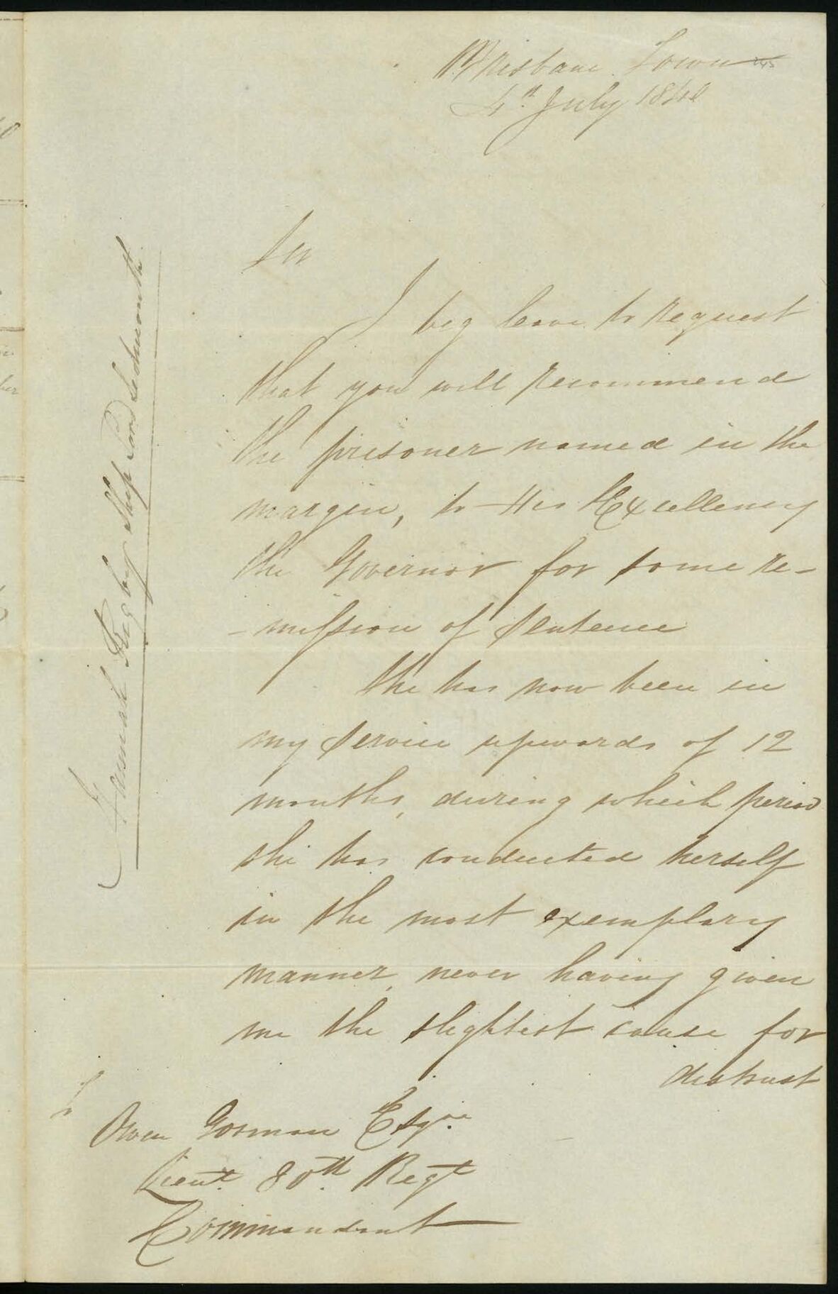 Dr Ballow’s letter to the Commandant of Moreton Bay in 1840 advocating for Hannah’s freedom and describing her conduct as ‘exemplary’. Colonial Secretary’s Papers. Letters Relating to Moreton Bay and Queensland Received 1822- 1860. Reel A2.11, letter [40/8432].