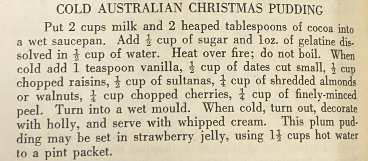 Cold Australian Christmas Pudding recipe