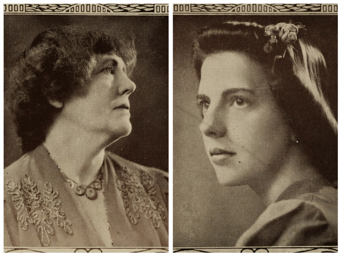 Two portraits - Mrs Florence Emily Hobday (left) and Miss Margery Brownlie Amos (right)