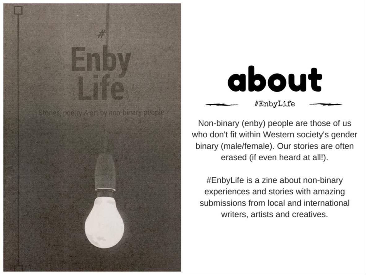 Cover and about page of #EnbyLife zine